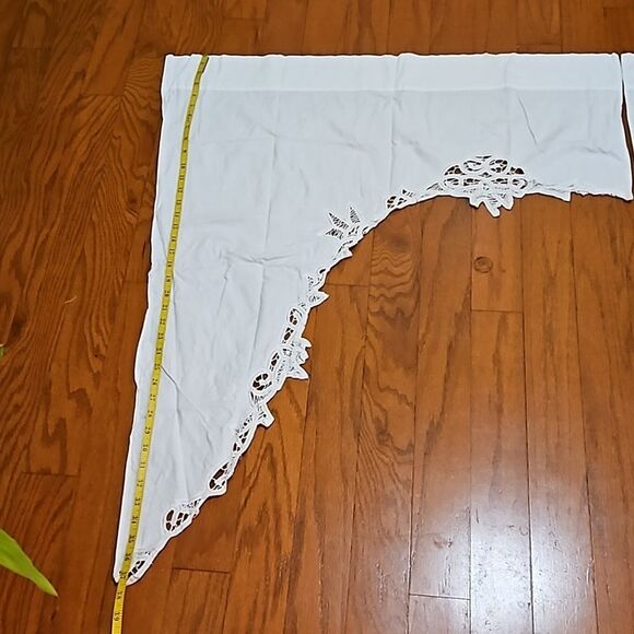 White Battenburg Lace Waterfall Curtain Drapes Cottagecore - Picture 9 of 10